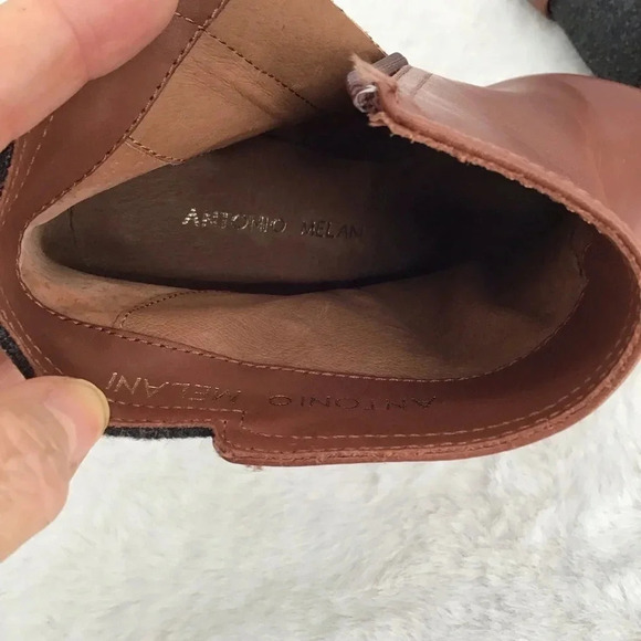 Antonio Milani Women’s Knight Lee Leather & Wool Heeled Ankle Boot Size 7.5 - Picture 9 of 11